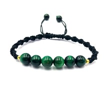 Natural Green Star Tiger&#39;s Eye 8x8 mm Round Beads Thread Bracelet AB8-58 - £8.53 GBP