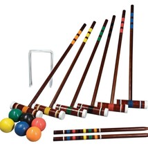 Croquet Set Vintage Wooden Game Six Player Backyard Leisure Sports Inter... - $47.07