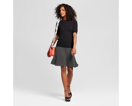  NWT Who What Wear Women&#39;s Elbow Sleeve Button Back Black Cotton Blend S... - $19.95