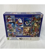 NEW SEALED Holiday Time Ceaco 10 Christmas Jigsaw Puzzles Santa Snowman Snow Art - $30.39