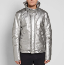 HELMUT LANG Mens Puffer Astro Moto Solid Silver Size XS H07RM401 - £485.85 GBP