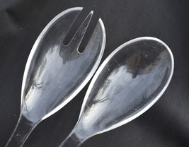 MCM Lucite Acrylic Extra Long Salad Server Spoon Fork Set 17&quot; Mid Century Modern - £36.19 GBP