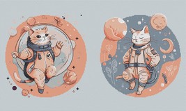 Space cats couple cross stitch couple pattern pdf - Astronauts cross stitch  - £14.14 GBP