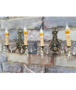 VINTAGE ORNATE Classic SOLID BRASS Crystal WALL Wired Pair SCONCES appli... - €214,99 EUR