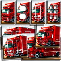 Big Red Truck Driving Light Switch Outlet Wall Plate Car Repair Garage Art Decor - $11.15+