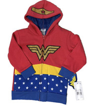 Wonder Woman Cappuccio IN Pile Foderato Zip Giacca Costume Nuovo Bambini 3T - $16.62