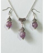 Amethyst Silver jewelry set necklace earrings Victorian jewelry set Bohe... - $52.00
