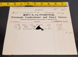 August 8, 1908 A.H. Porter Wholesale Confectioner &amp; Fancy Grocer Invoice - £10.81 GBP