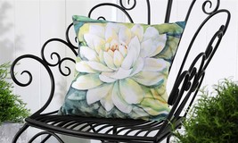 Floral Throw Pillow Outdoor White Carnation 18&quot; x 18&quot; Sun Weather Fade R... - $28.70