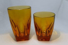 2 Vanity Amber By Colony 2-3 oz Flat Tumbler Large Whiskey Glasses - £21.54 GBP