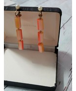 Authentic Vintage Candy Striped Bakelite Earrings - £58.66 GBP