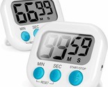 Magnetic Digital Kitchen Timer Loud Alarm Clock 2-Pack White LCD Countdo... - £13.98 GBP