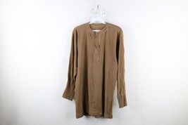 Vtg 80s Mens M Wool Blend Type 1 Class 3 Cold Weather Henley T-Shirt Brown USA - £42.48 GBP