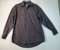 Wrangler Shirt Mens Medium Black 100% Cotton Long Sleeve Collar Snap Button Down - £11.05 GBP