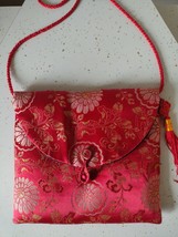 Pure Silk Hand Made Shoulder Bag Purse Red and Gold - £27.63 GBP