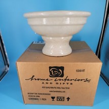 HOMCO Pedestal Vase Bowl Planter Ceramic Off White 6&quot; H New With Origina... - $14.36