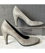Ecco Danish Design Metallic Grey Crosshatch Leather Pumps Shape 75-Women... - $105.90 CAD