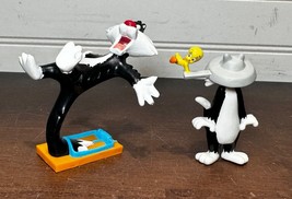 Vtg Sylvester Tail in Mousetrap &amp; Sylvester w/tweety PVC Fig 1994 Looney... - $19.95