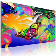 Tiptophomedecor Abstract Canvas Wall Art - Exotic Butterflies - Stretched &amp; Fram - £64.09 GBP+