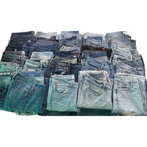 8 Pairs of Denim Blue Jeans Trashed Destroyed Scrap Crafts DIY Upcycle Job Lot - £10.30 GBP