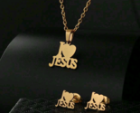 &quot;I (Heart) Love Jesus&quot; Necklace &amp; Earring Set Gold Color Stainless Steel... - $14.99