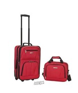 Rockland-2-Piece Luggage Set Red Zipper Pockets Fully Lined Durable - $56.99