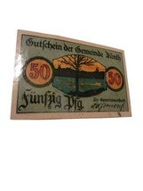 German Bank Note Vintage 50 Pfennigs Dynt Laminated 1919 1910s Germany V... - $11.46