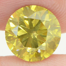 Loose Round Shape Diamond Fancy Yellow Color 2.51 Carat VS2 Certified Enhanced - £2,681.83 GBP