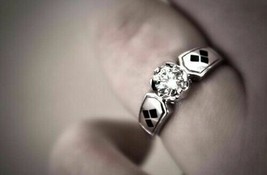 Batman Harley Quinn Style 1.25CT White Round Cut Wedding Engagement Silver Ring - £82.44 GBP
