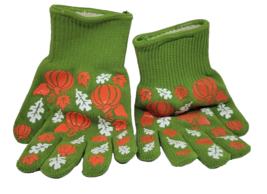 Temp-tations Temptations Oven Safe Gloves Mitts Green Silicon Pumpkins Fall - £11.78 GBP
