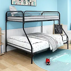 ,Metal Bunk Bed, Twin Over Full Size Beds With Sturdy Guard Rail &amp; Ladde... - $497.99