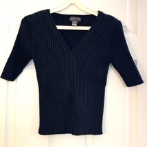 Banana Republic Black Cotton Hook/eye Cable Knit cardigan Short Sleeve size M - $9.99