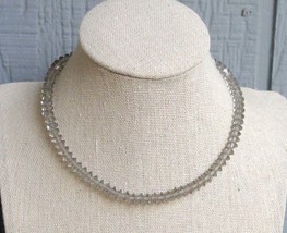Vtg 50s 60s Mid Century Glass Crystal Bicone Bead Sparkly Choker Short Necklace - £25.80 GBP