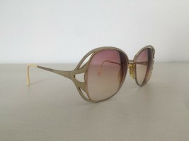 Vintage Tura Eyeglasses Frame Enameled Ivory Cut Out Oversized Square Gold - £58.63 GBP
