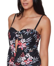 Tankini Swim Top Black Floral Print Size XL BAR III $54 - NWT - $13.49