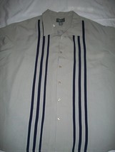 Fuse Men&#39;s Beige Shirt Navy Blue Strips Size 4XL - £27.51 GBP