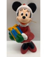 Vintage Disney Minnie Mouse Mrs Claus Christmas 4 in Plastic Ornament - $23.05 CAD