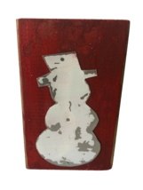 Snowman Frosty Folk Art Mix Media Distressed Christmas Holiday Wood Metal Gift - £9.03 GBP