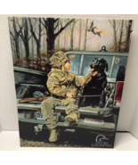 Ducks Unlimited Black Lab Retriever Dog With Hunter Boy Metal Sign 12 x 16 - $13.53 CAD