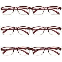 6 Pair Womens Half Frame Square Classic Reading Glasses Red Spring Hinge... - $12.79