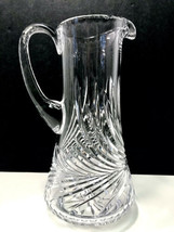 Vintage Elegant Hand Cut Lead Crystal Faceted Swirl Pattern Tall Water Pitcher - £117.50 GBP