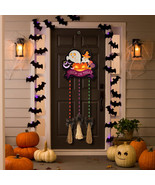 Witches Broom Halloween porch decor Wall Decor, Built-in LED light sign - $19.99