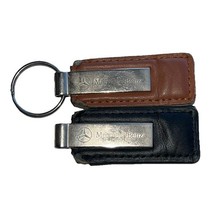 Set Of 2 Mercedes-Benz Of New London Keychain Metal &amp; Leather Black &amp; Br... - $10.48