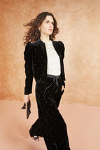 Ulla Johnson Womens Orli Velvet Polkadot Embroidered Blazer Jacket Coat XS 2 - £154.37 GBP