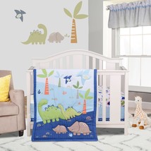 Dinosaur Crib Bedding Sets For Boys - 3 Piece Standard Size Baby Bedding Set Inc - £54.25 GBP