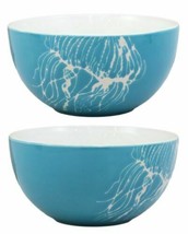 Ebros Pack Of 2 Nautical Ocean Marine Jellyfish Abstract Blue Bowls 18oz Decor - £22.11 GBP