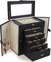 Black Kendal Huge Leather Jewelry Box, Case, And Storage Ljc-Shd5Bk. - $71.94