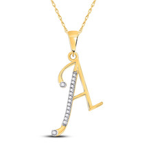 10kt Yellow Gold Womens Round Diamond A Initial Letter Pendant 1/12 Cttw - £118.50 GBP