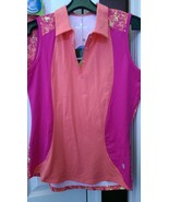 NWT BETTE &amp; COURT COOL ELEMENTS UPF50 Fuchsia Orange Sleeveless Golf Shi... - $649.46 MXN