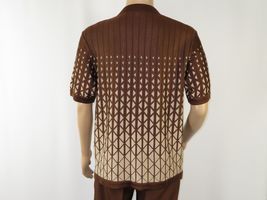 Men Silversilk 2pc walking leisure suit Italian woven knits 3115 Brown Beige image 4